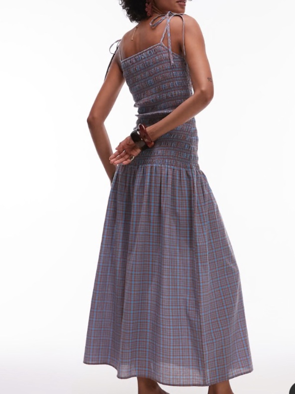 Topshop midi dress blue plaid - Picture 3 of 5